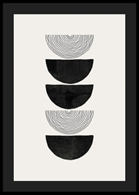 Abstract black half shapes and line pattern on beige-4