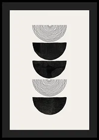 Abstract black half shapes and line pattern on beige-4