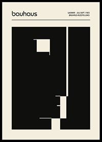 Graphic Bauhaus-inspired design with black shapes on a beige background-0
