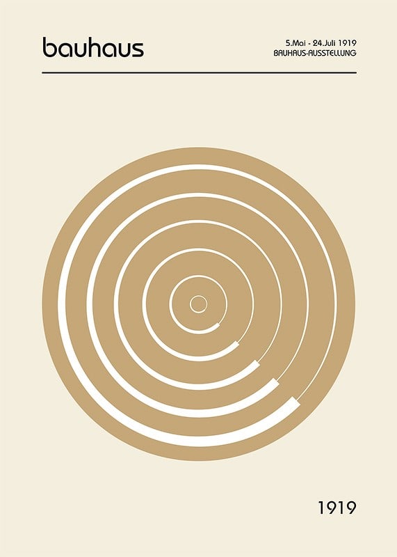 Graphic illustration with circular lines in beige and white-12