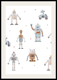 Personaje robotice jucăușe de desene animate în tonuri pastelate moi-2