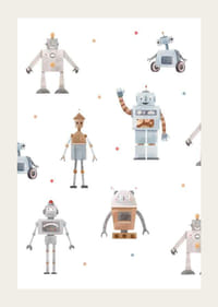 Personaje robotice jucăușe de desene animate în tonuri pastelate moi-3