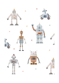 Lekfulla tecknade robotfigurer i mjuka pastelltoner-1