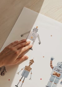 Lekfulla tecknade robotfigurer i mjuka pastelltoner-9