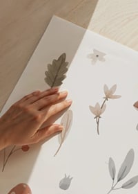 Watercolor illustration of mushrooms, berries and leaves in muted tones-9