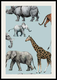 Animaux africains illustrés sur fond bleu clair-2