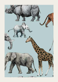 Animaux africains illustrés sur fond bleu clair-3