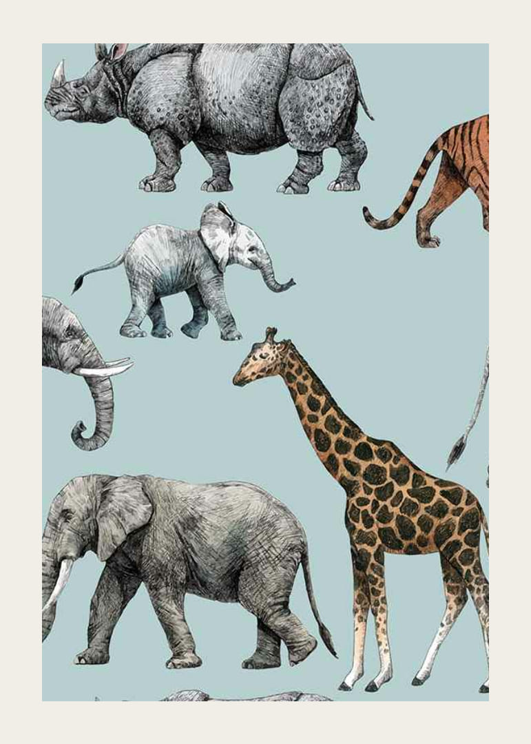 Animaux africains illustrés sur fond bleu clair-12