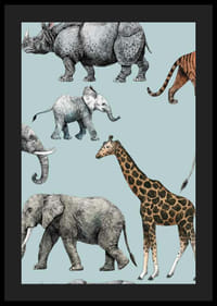 Animaux africains illustrés sur fond bleu clair-4