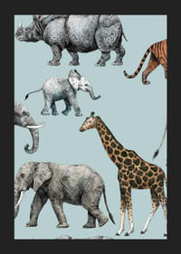 Animaux africains illustrés sur fond bleu clair-5