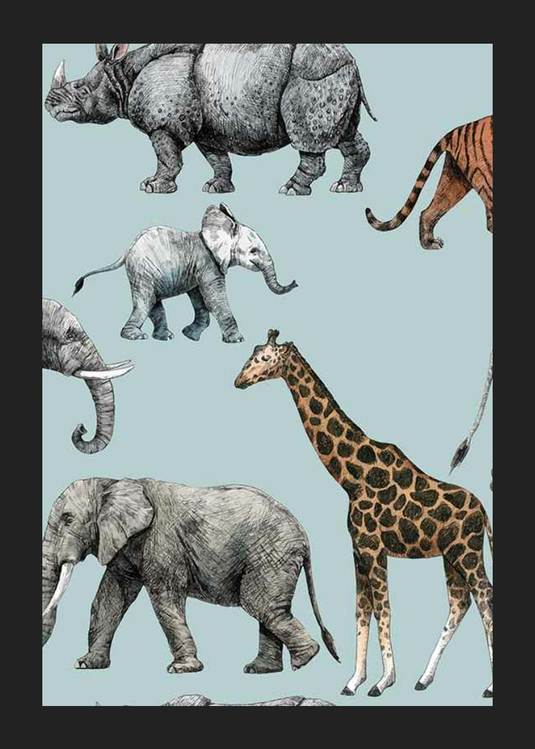 Animaux africains illustrés sur fond bleu clair-12