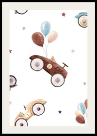 Watercolor illustration of toy cars with balloons, pastel colors-2