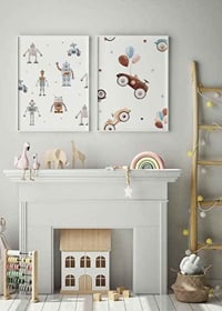 Watercolor illustration of toy cars with balloons, pastel colors-8
