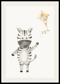 Aquarelillustratie van zebra met draak op lichte achtergrond-2