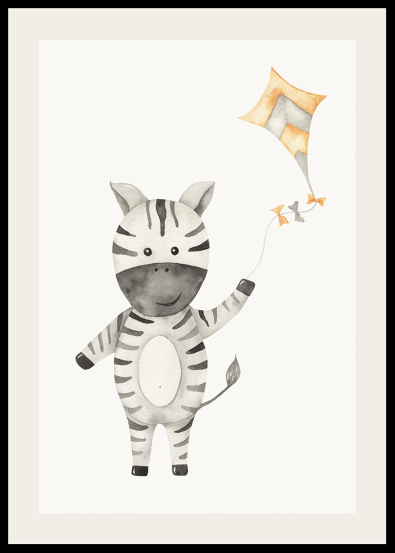 Aquarelillustratie van zebra met draak op lichte achtergrond-12