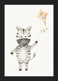 Aquarelillustratie van zebra met draak op lichte achtergrond-5