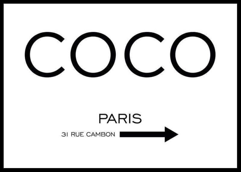 Minimalist black text COCO Paris 31 Rue Cambon arrow-12