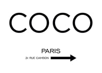 Minimalist black text COCO Paris 31 Rue Cambon arrow-1