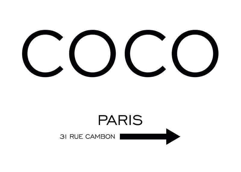 Minimalist black text COCO Paris 31 Rue Cambon arrow-12