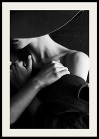 Black and white fashion photography of woman with hat in profile-4