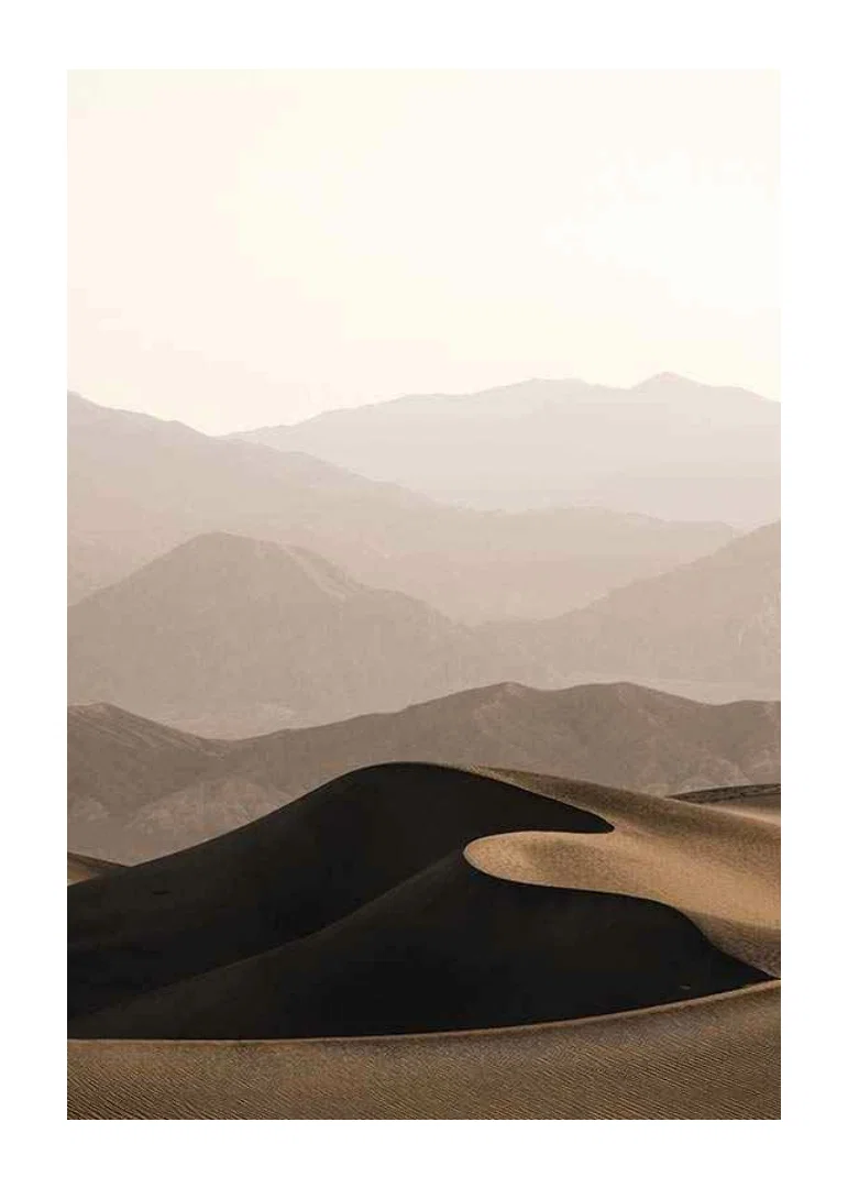 Soft-toned desert landscape with rolling dunes and mountains-12