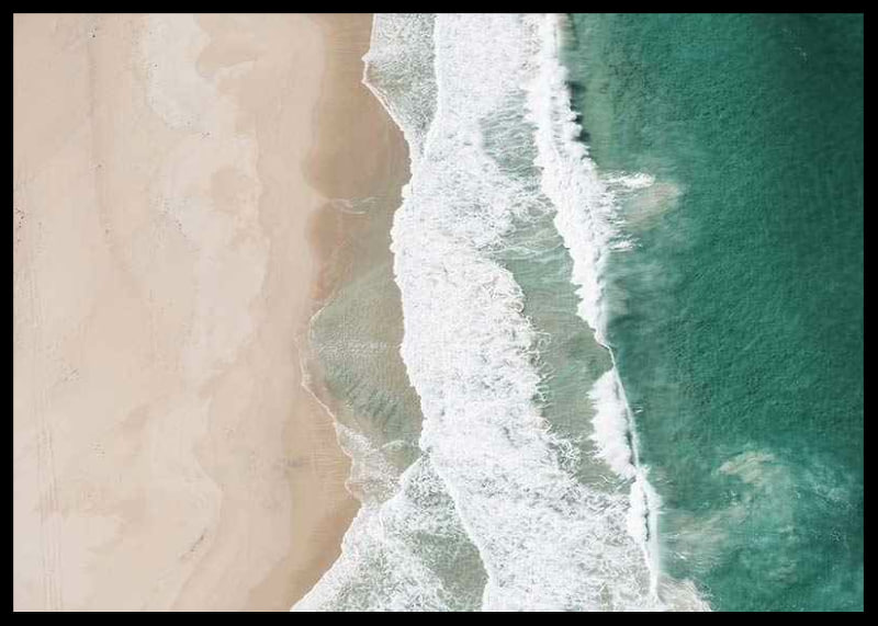 Aerial view of sandy beach with turquoise sea and white waves-12