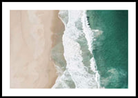 Aerial view of sandy beach with turquoise sea and white waves-0