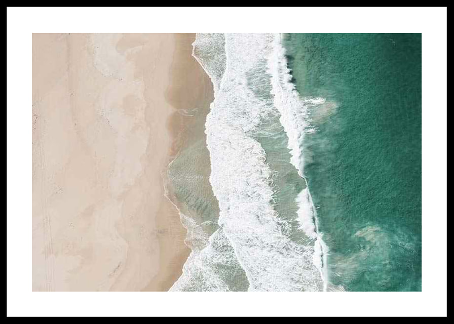 Aerial view of sandy beach with turquoise sea and white waves-12