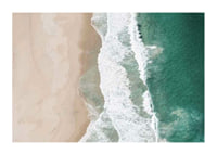 Aerial view of sandy beach with turquoise sea and white waves-1