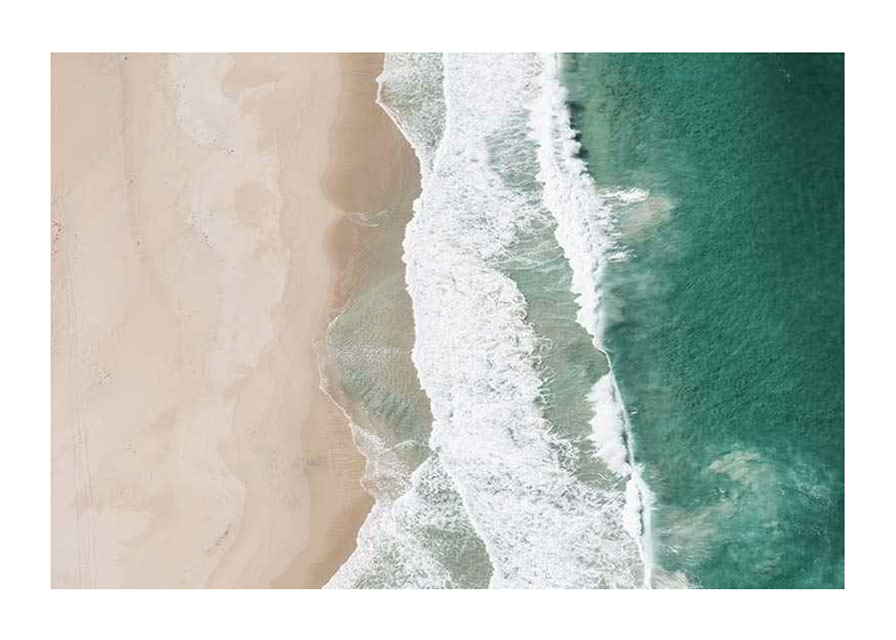 Aerial view of sandy beach with turquoise sea and white waves-12