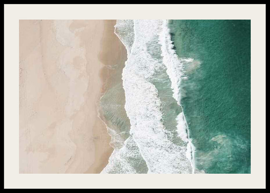 Aerial view of sandy beach with turquoise sea and white waves-12