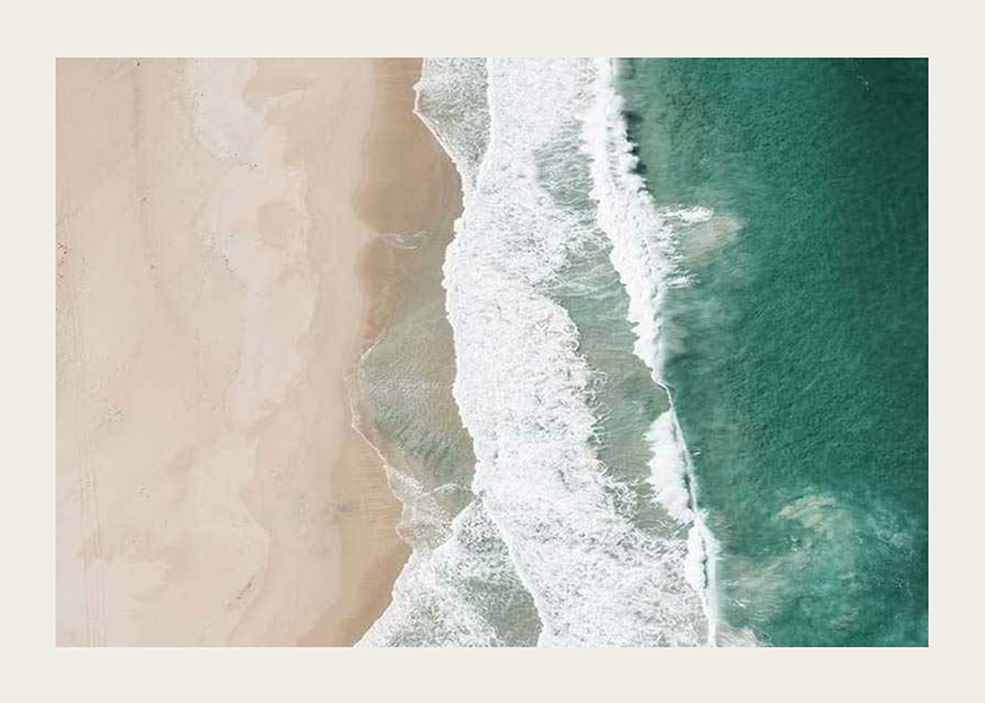 Aerial view of sandy beach with turquoise sea and white waves-12