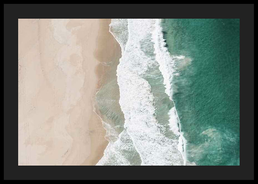 Aerial view of sandy beach with turquoise sea and white waves-12