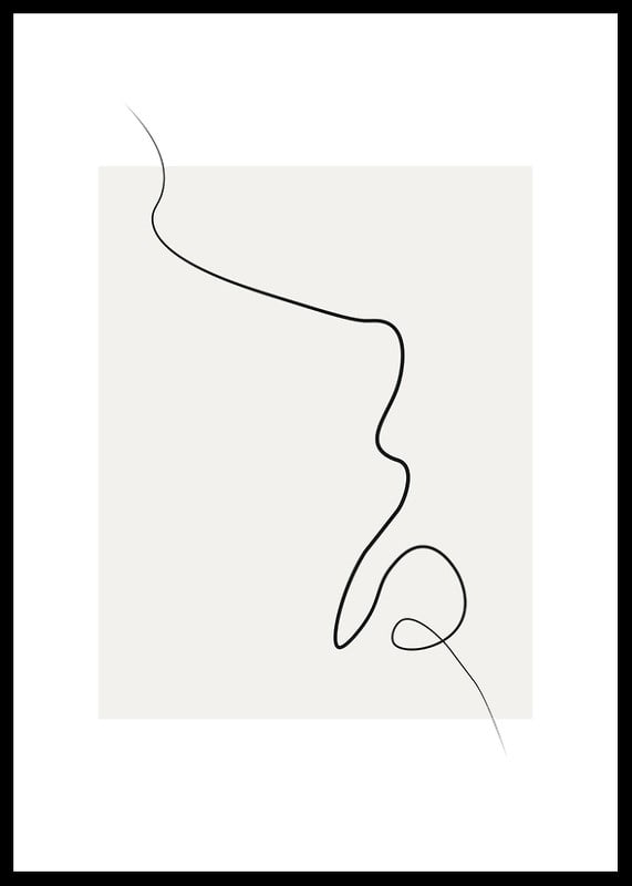 Minimalist line drawing of face profile on beige surface-12