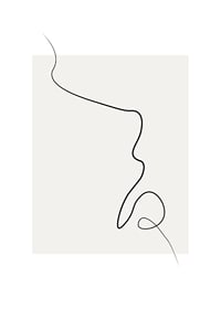 Minimalist line drawing of face profile on beige surface-1