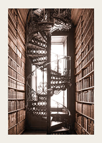 Photograph of spiral staircase in historic library with books-3