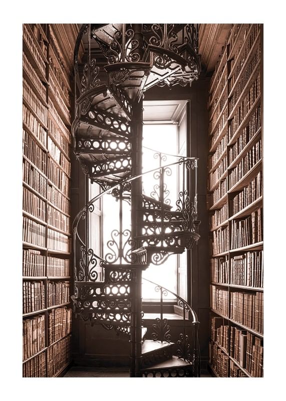Plagát Books And Staircase