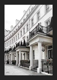 Photograph of white Georgian townhouses with wrought iron details-5