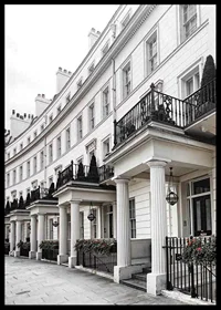 Photograph of white Georgian townhouses with wrought iron details-6