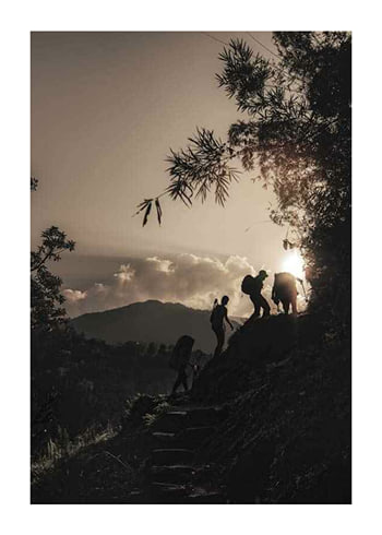Poster Hikers Climbing