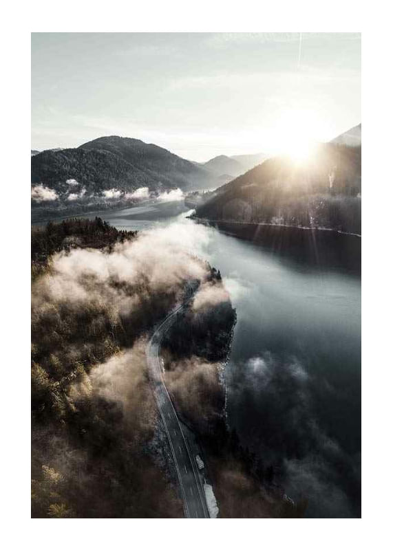 Plagát Clouds Over Lake