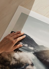 Photographic landscape with lake, mountains and fog in morning light-9