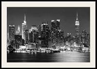 Black and white photograph of Manhattan skyline at night-2