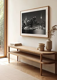 Black and white photograph of Manhattan skyline at night-8