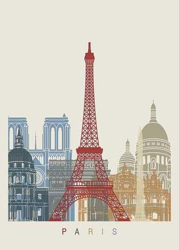 Plagát Paris Landmarks