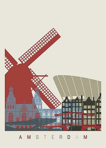 Poster Amsterdam Landmarks