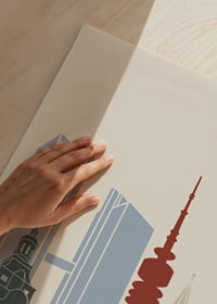 Grafisk illustration av Münchens landmärken i dova färger-3