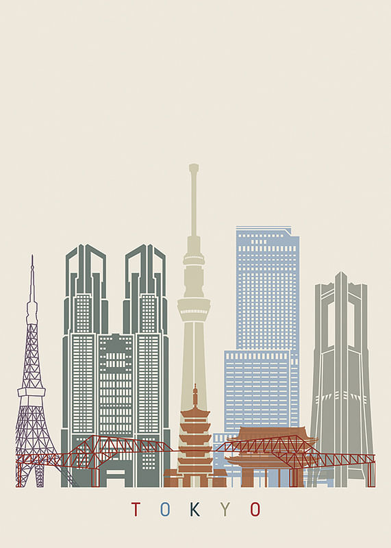 Plagát Tokyo Landmarks