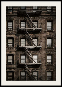 Photographic view of brick building with fire escape in New York-2