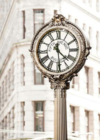 Photograph of decorative golden street clock at Flatiron-7